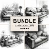 Sofa Black White Draw Sketch Bundle