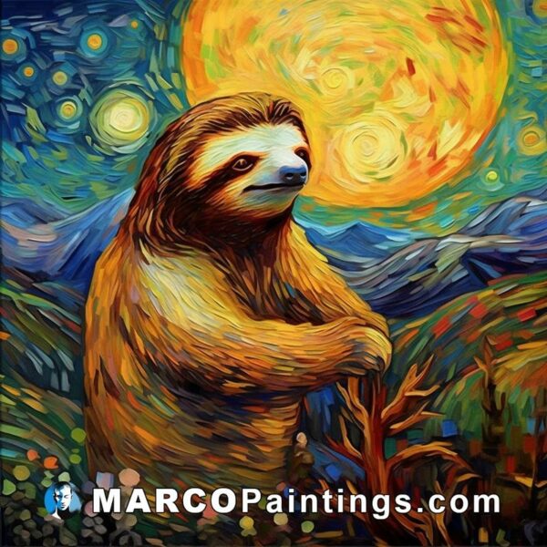 Starry night sloth paintings by michael van gogh print available