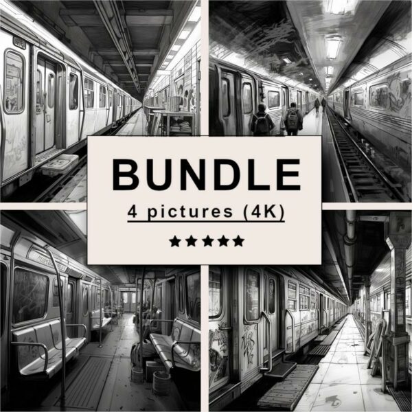 Subway Black White Draw Sketch Bundle