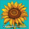 Sunflower art illustration yellow flower on blue background