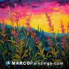 Sunset over wildflowers acrylic saskatchewan 16x20 painting by linda hays