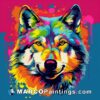 The colorful colors painted into the face of the wolf are colorful