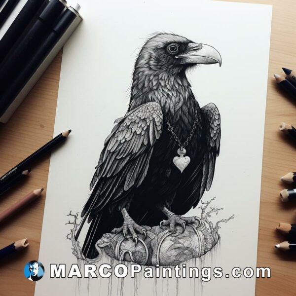 The crow and heart sketch by sara