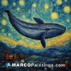 The painting a whale in the starry sky