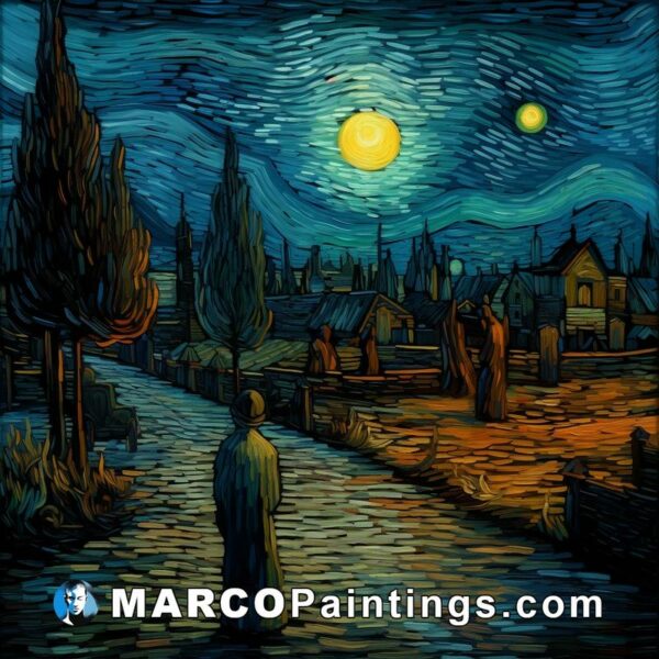 The painting is about a starry night