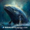 The painting shows a humpback whale