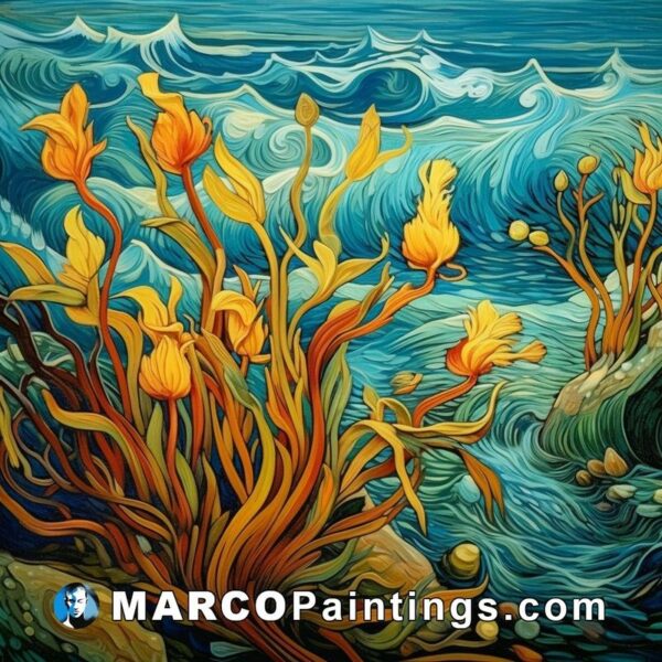 The painting was made by steven flanders and the water is shown