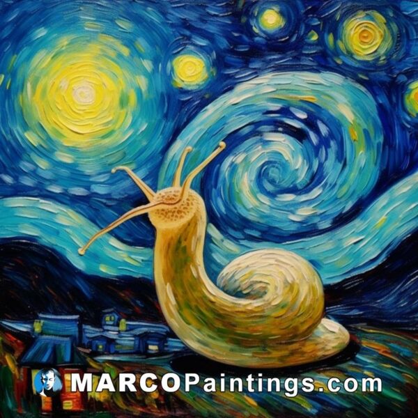 The snail is in the stars in this painting