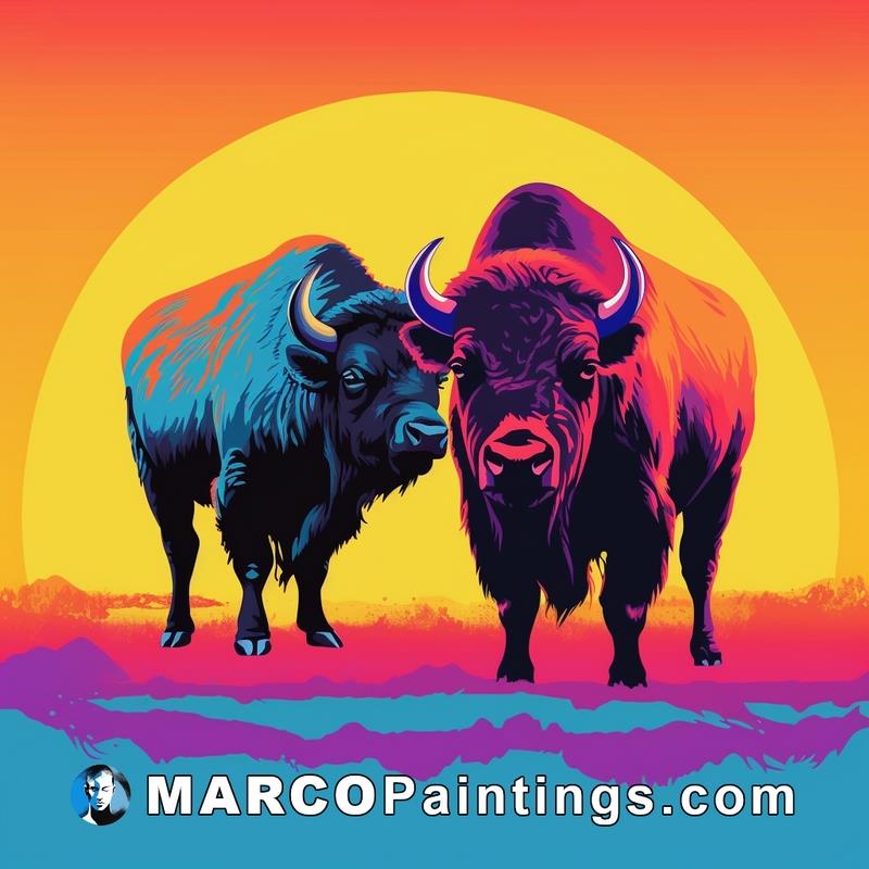 Bison and Buffalo Painting Images (Pop Art) - 4K Pictures