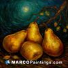 Three golden pears in a moonlight