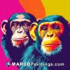 Two monkeys on a colorful background