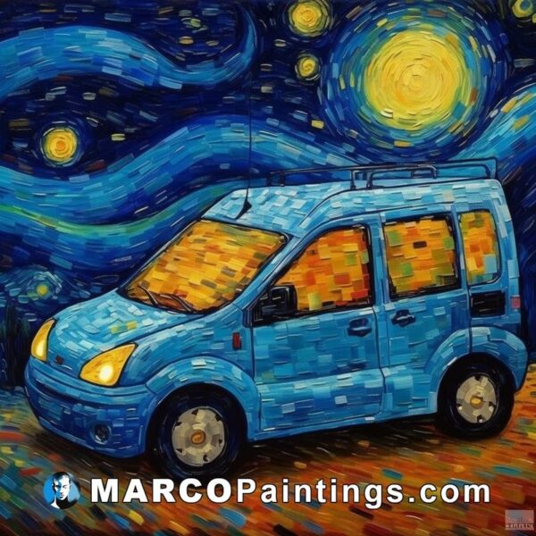 Van gogh painting on canvas blue van by jim richard