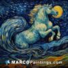 Van gogh's white horse in the starry night