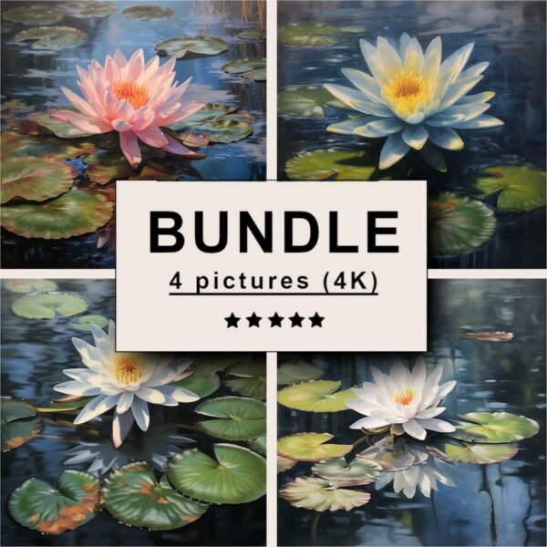 Water Lily Oil Painting Bundle
